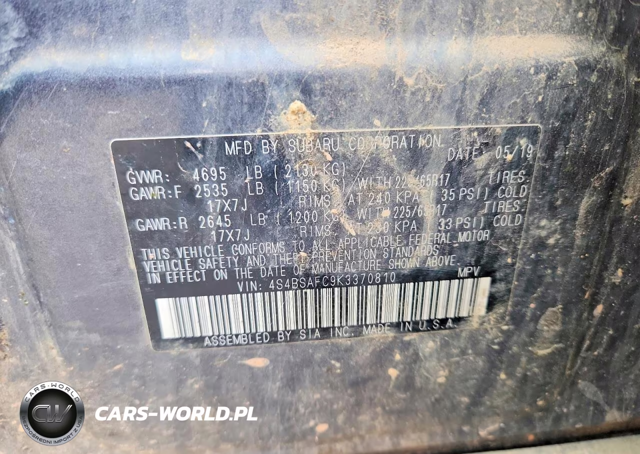 2019 Subaru Outback 2.5I Premium VIN:4S4BSAFC9K3370810 - 13