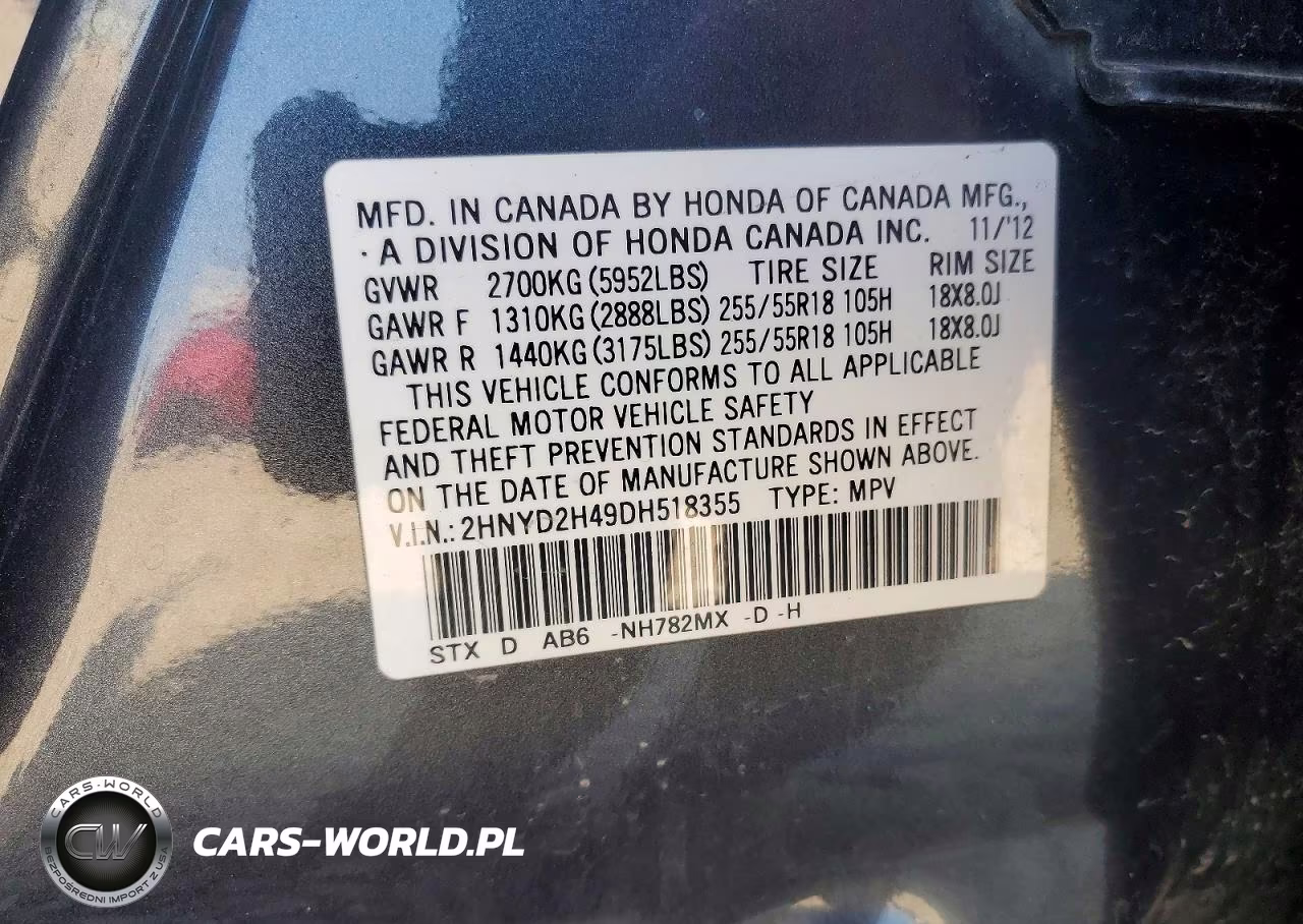 2013 Acura Mdx Technology VIN:2HNYD2H49DH518355 - 13
