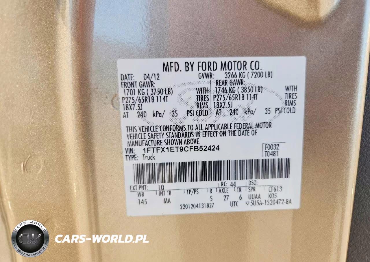 2012 Ford F150 Super Cab VIN:1FTFX1ET9CFB52424 - 12