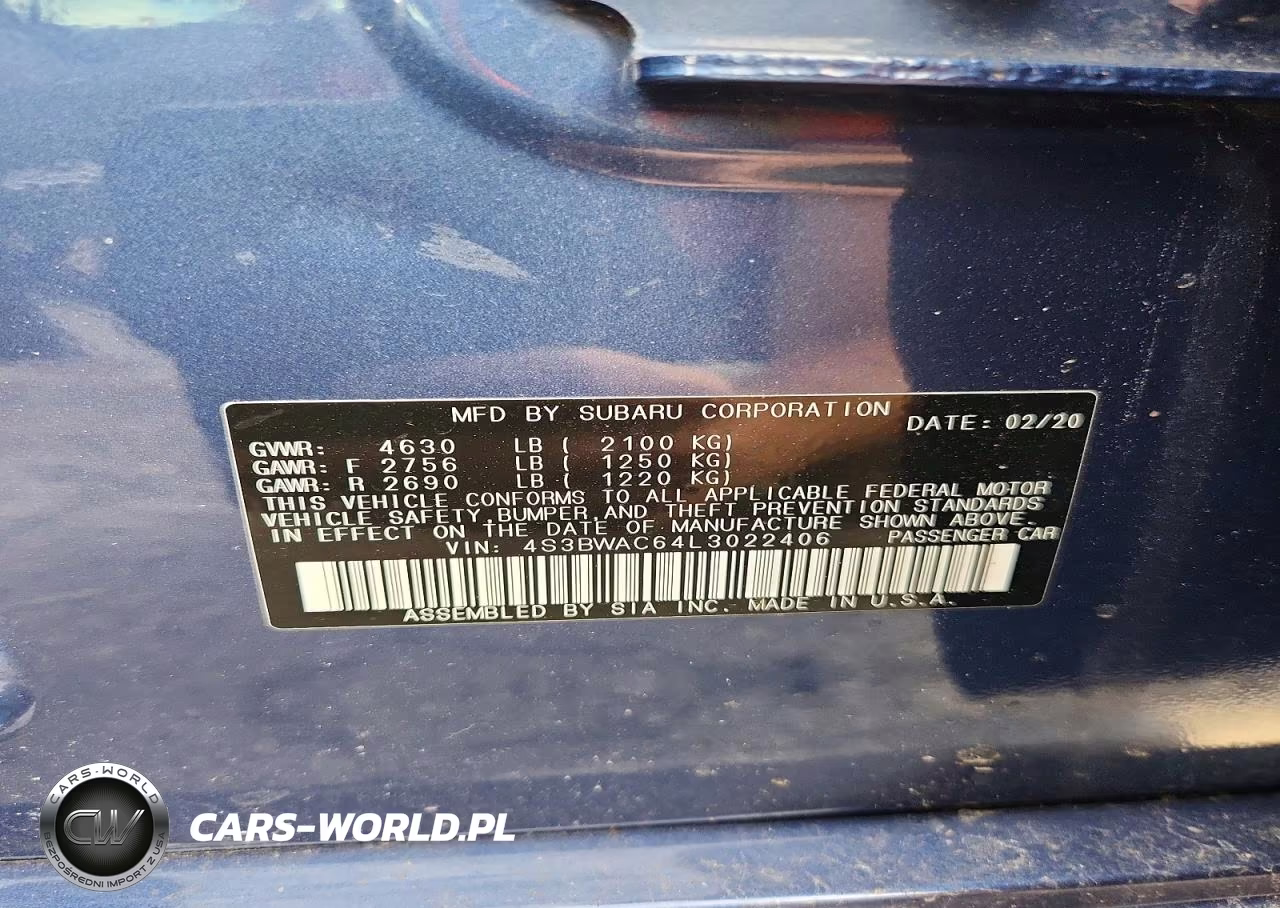 2020 Subaru Legacy Premium VIN:4S3BWAC64L3022406 - 12