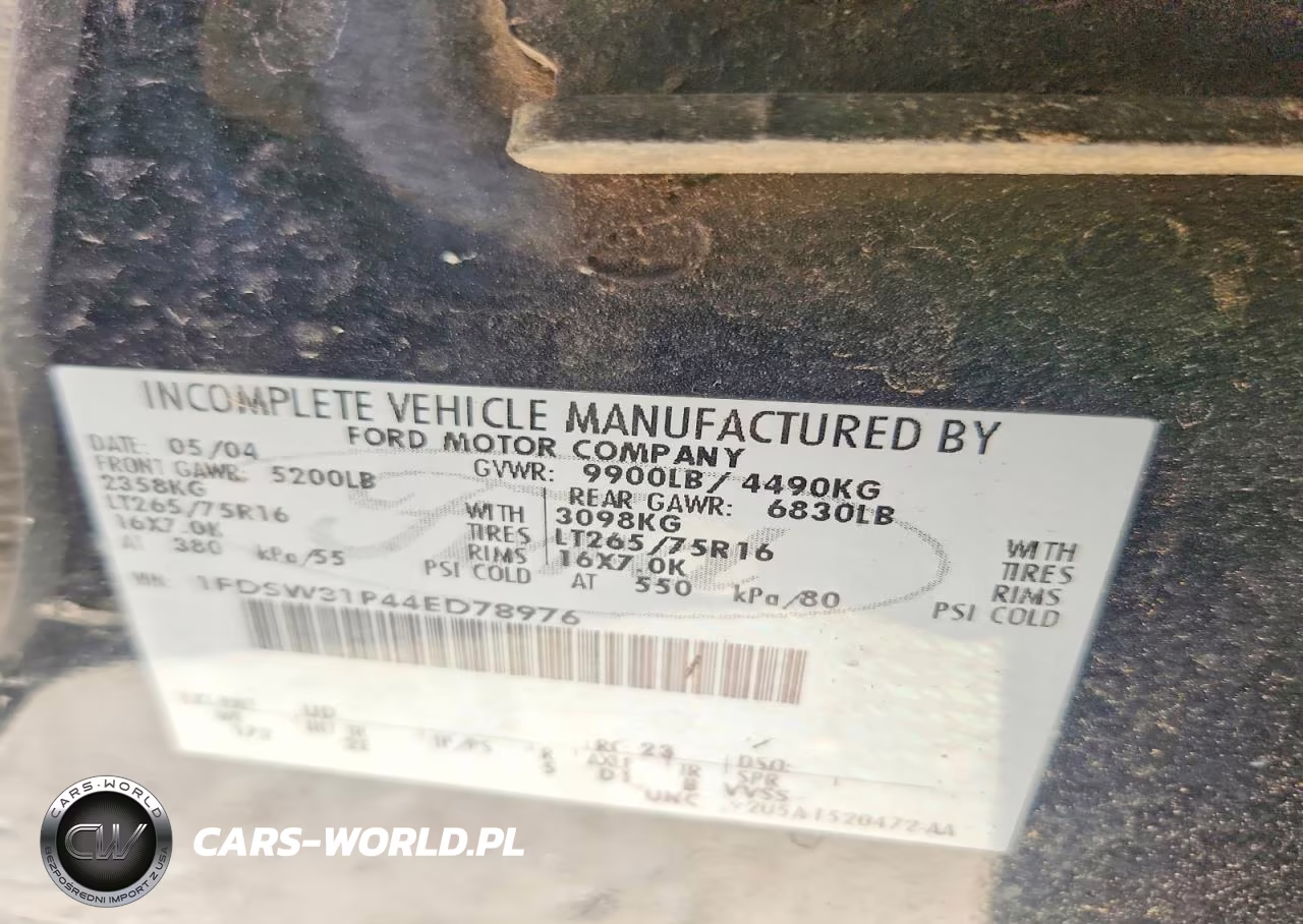 2004 Ford F350 Srw Super Duty VIN:1FDSW31P44ED78976 - 12