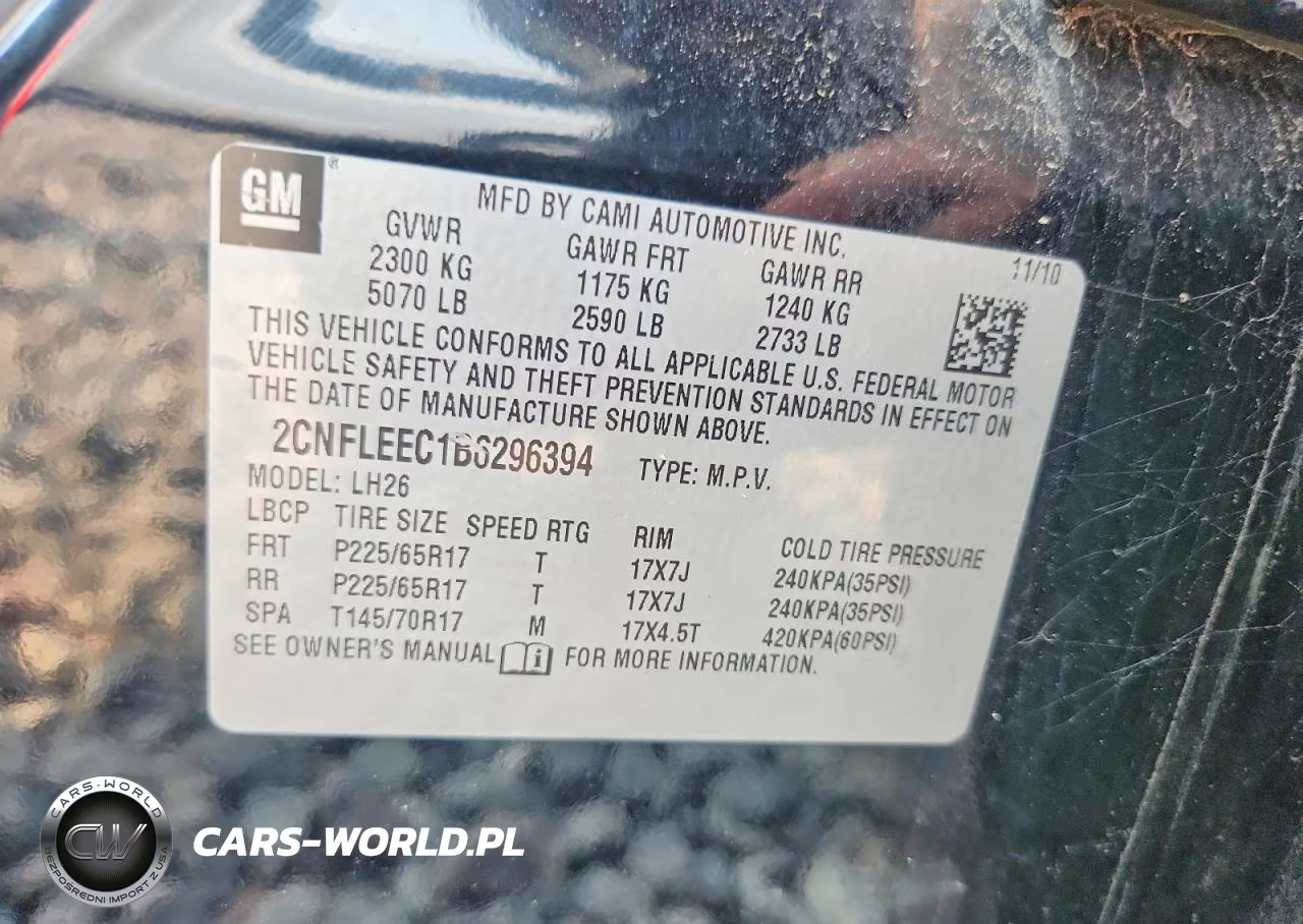 2011 Chevrolet Equinox Lt VIN:2CNFLEEC1B6296394 - 13