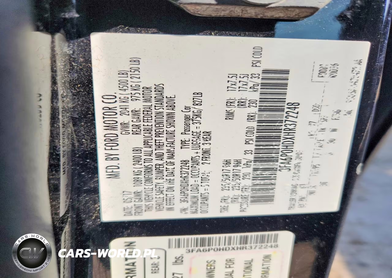 2017 Ford Fusion Se VIN:3FA6P0HDXHR372248 - 13