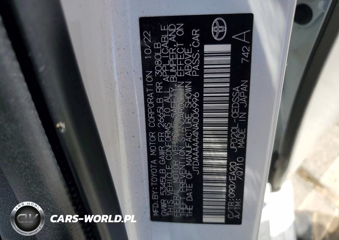 2022 Toyota Mirai Le VIN:JTDAAAAA4NA006996 - 12