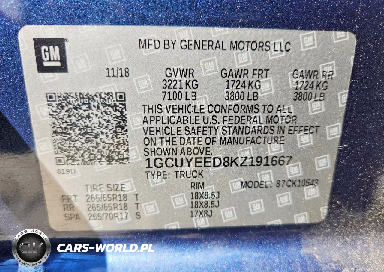 2019 Chevrolet Silverado K1500 Rst VIN:1GCUYEED8KZ191667 - 13