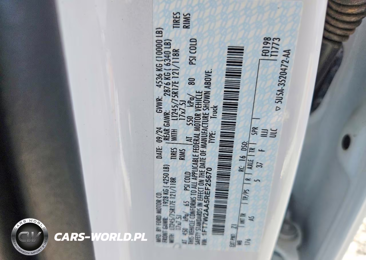 2024 Ford F250 Super Duty VIN:1FT7W2AA5REF25670 - 12