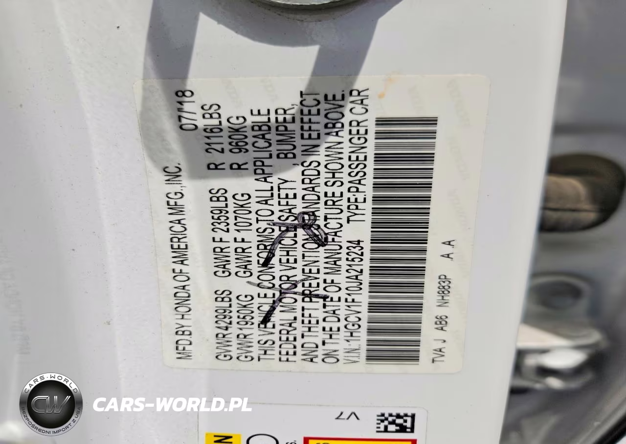 2018 Honda Accord Lx VIN:1HGCV1F10JA215234 - 12