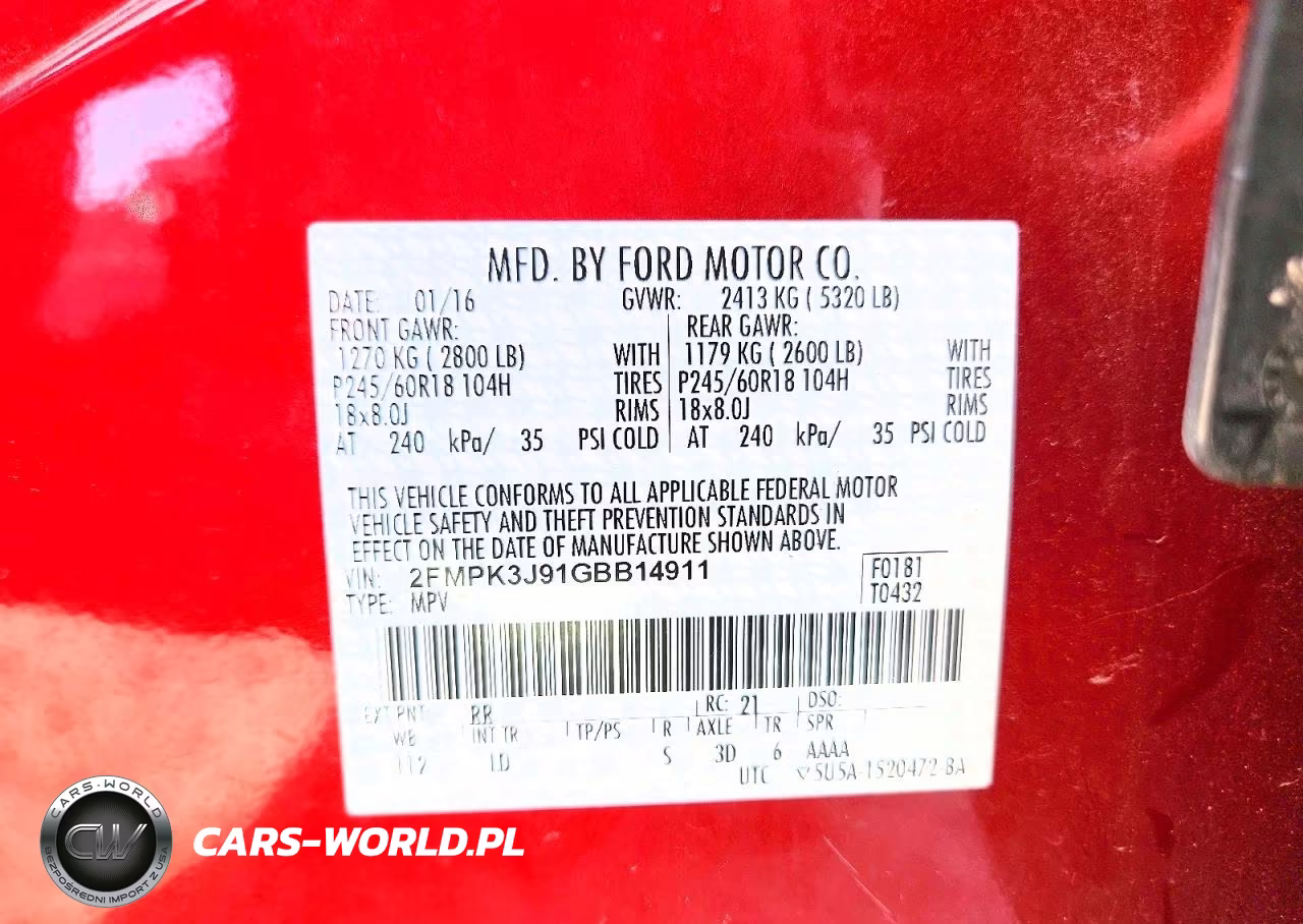 2016 Ford Edge Sel VIN:2FMPK3J91GBB14911 - 13