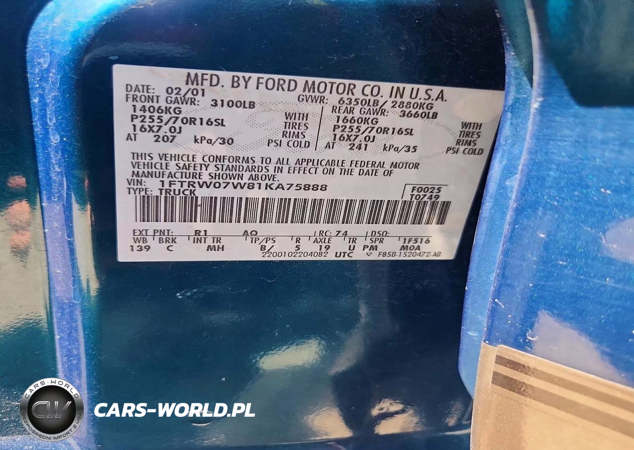 2001 Ford F150 Supercrew VIN:1FTRW07W81KA75888 - 12
