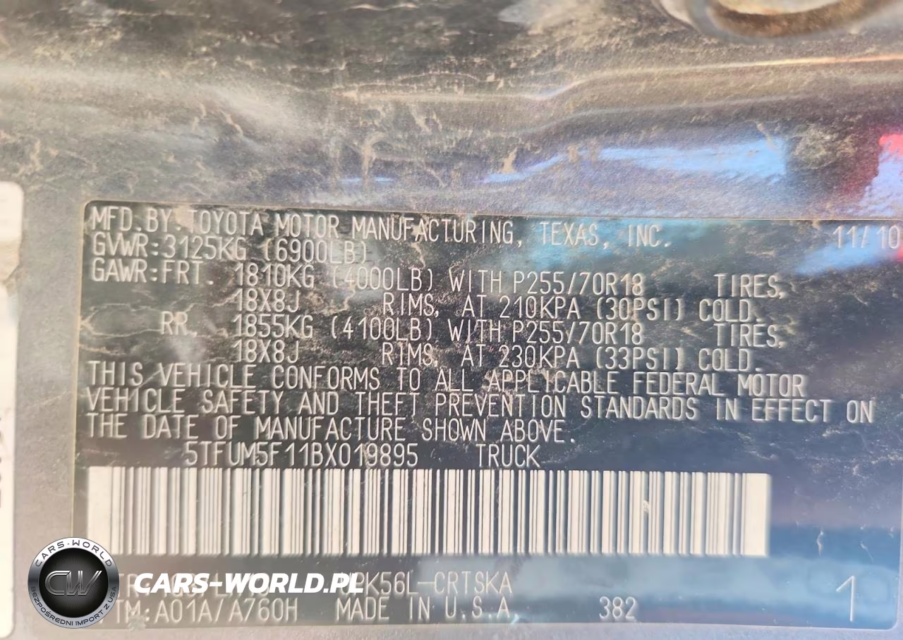 2011 Toyota Tundra Double Cab Sr5 VIN:5TFUM5F11BX019895 - 12
