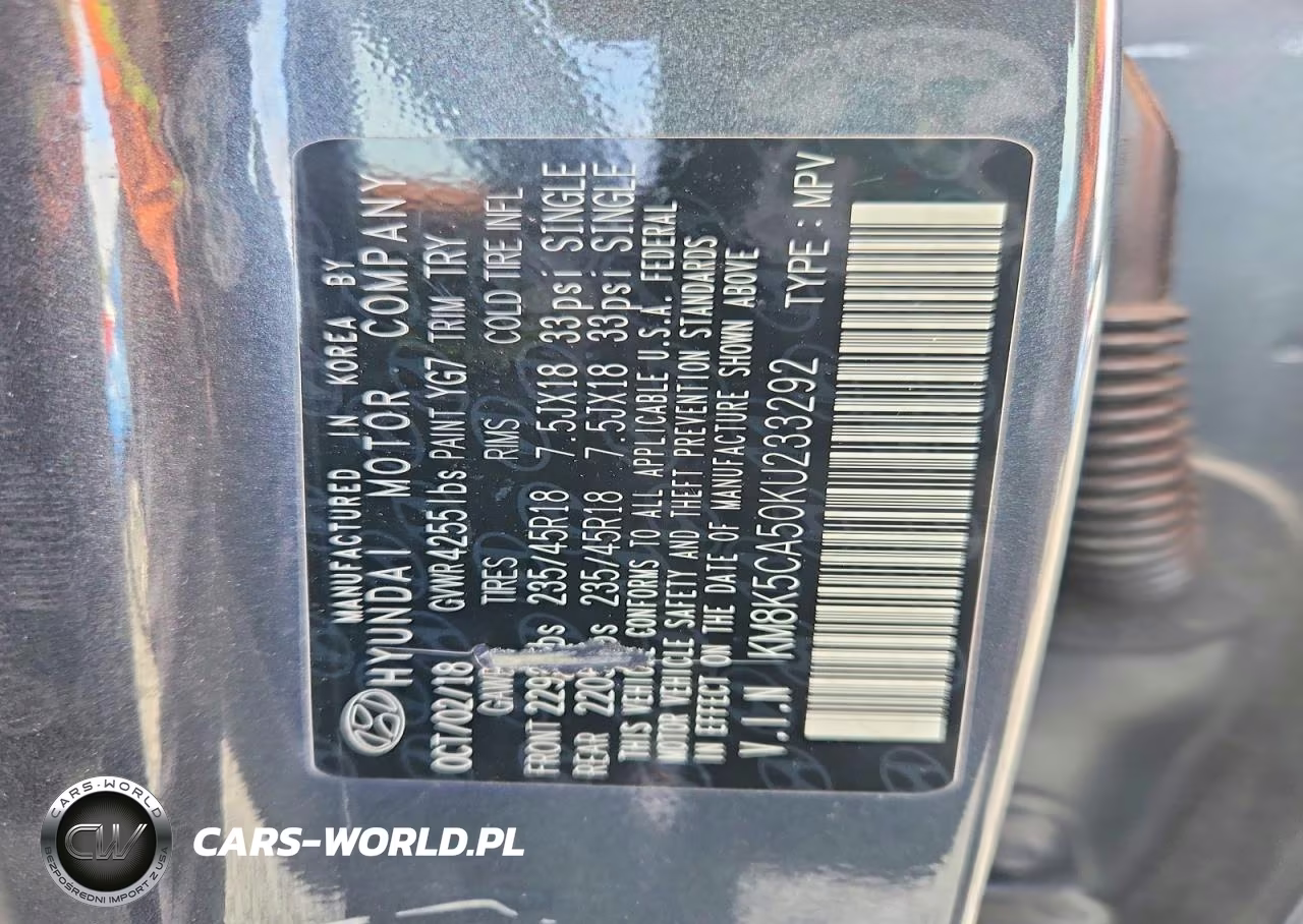 2019 Hyundai Kona Ultimate VIN:KM8K5CA50KU233292 - 13