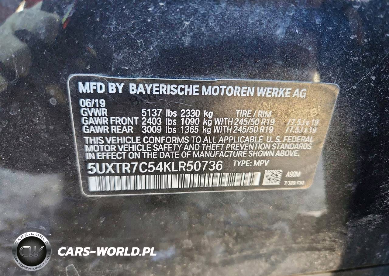 2019 BMW X3 Sdrive30I VIN:5UXTR7C54KLR50736 - 12