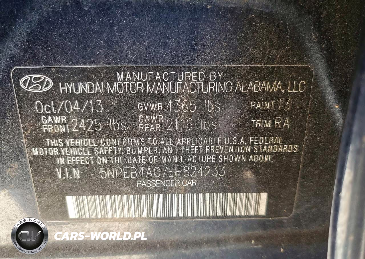 2014 Hyundai Sonata Gls VIN:5NPEB4AC7EH824233 - 12