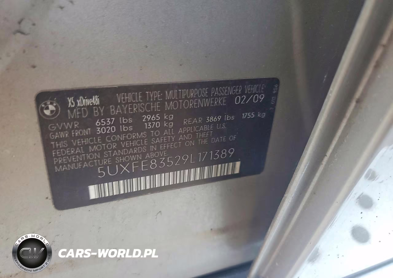 2009 BMW X5 xDrive48I VIN:5UXFE83529L171389 - 13