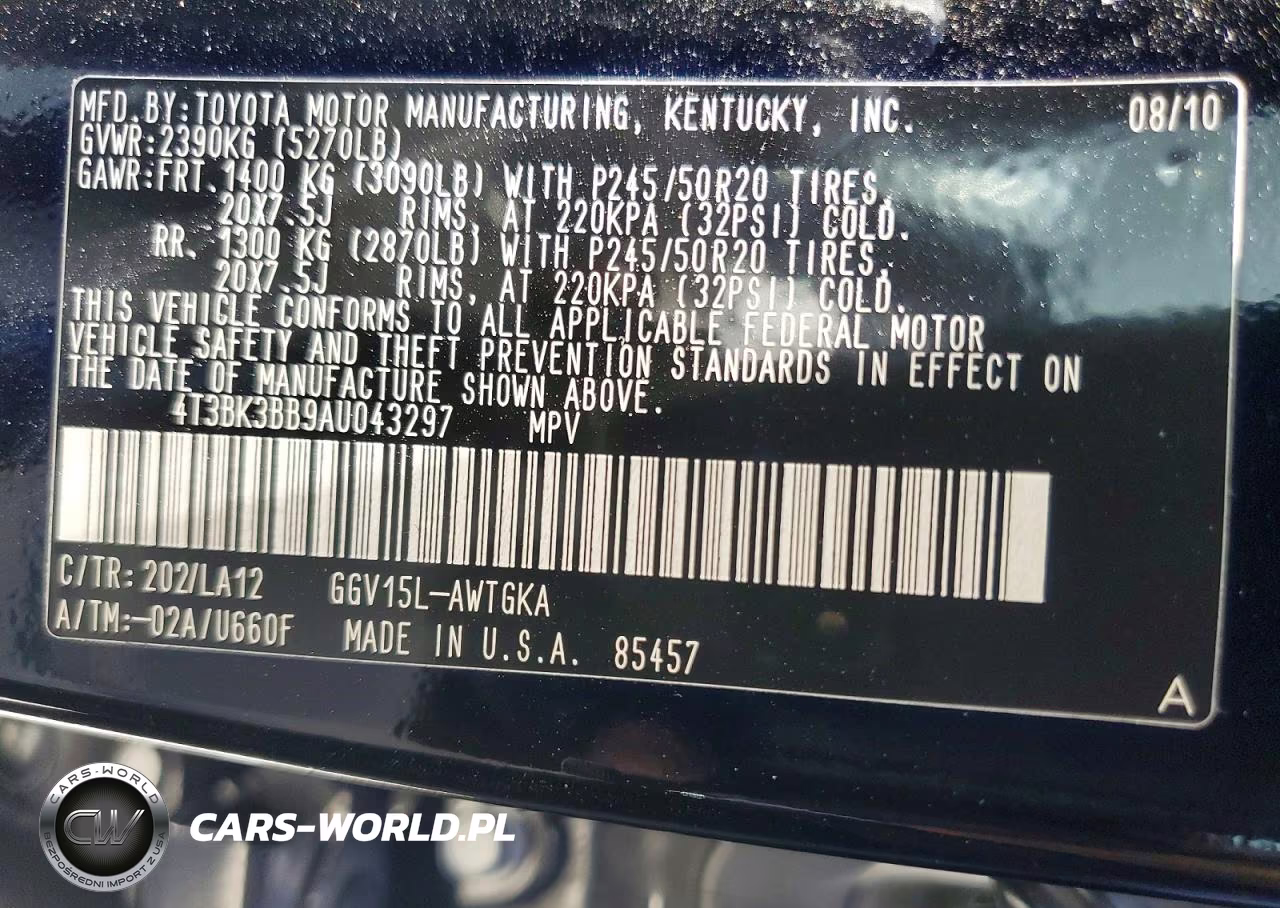 2010 Toyota Venza Awd V6 VIN:4T3BK3BB9AU043297 - 13