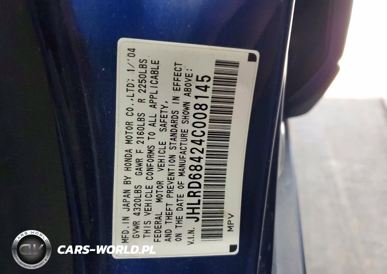 2004 Honda Cr-V Lx VIN:JHLRD68424C008145 - 13