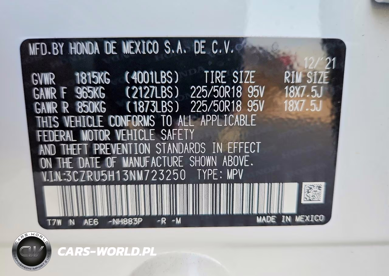 2022 Honda Hr-V Sport VIN:3CZRU5H13NM723250 - 13