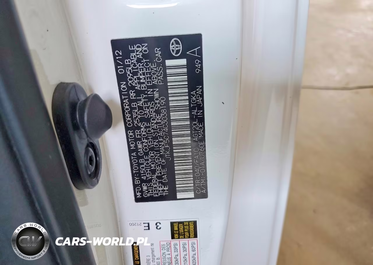 2012 Scion Tc Base VIN:JTKJF5C74C3038190 - 12