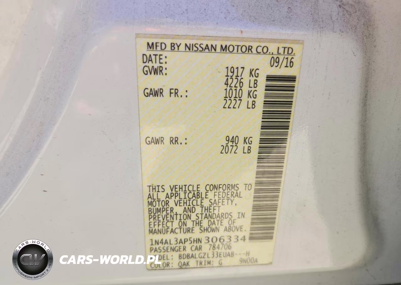 2017 Nissan Altima 2.5 S VIN:1N4AL3AP5HN306334 - 12