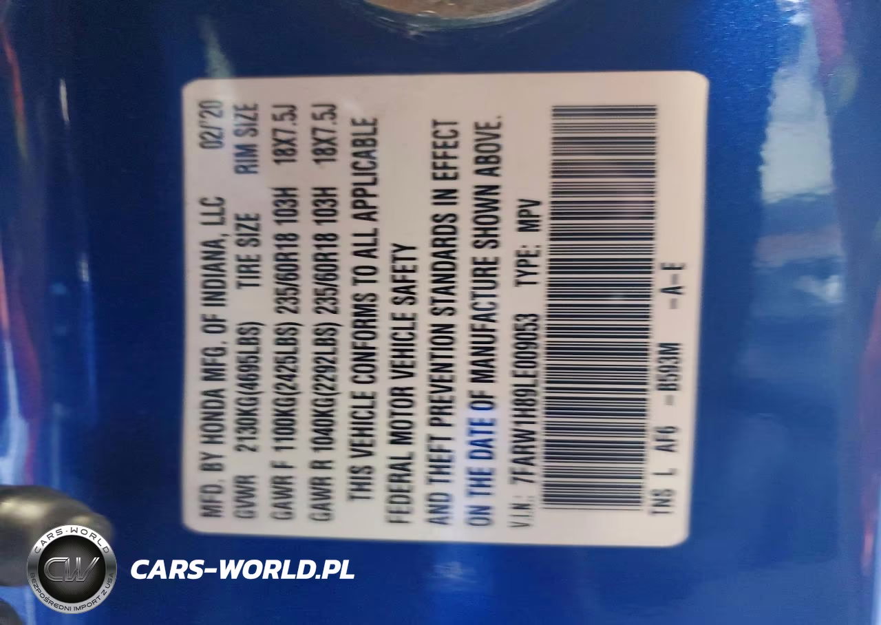 2020 Honda Cr-V Exl VIN:7FARW1H89LE009053 - 13