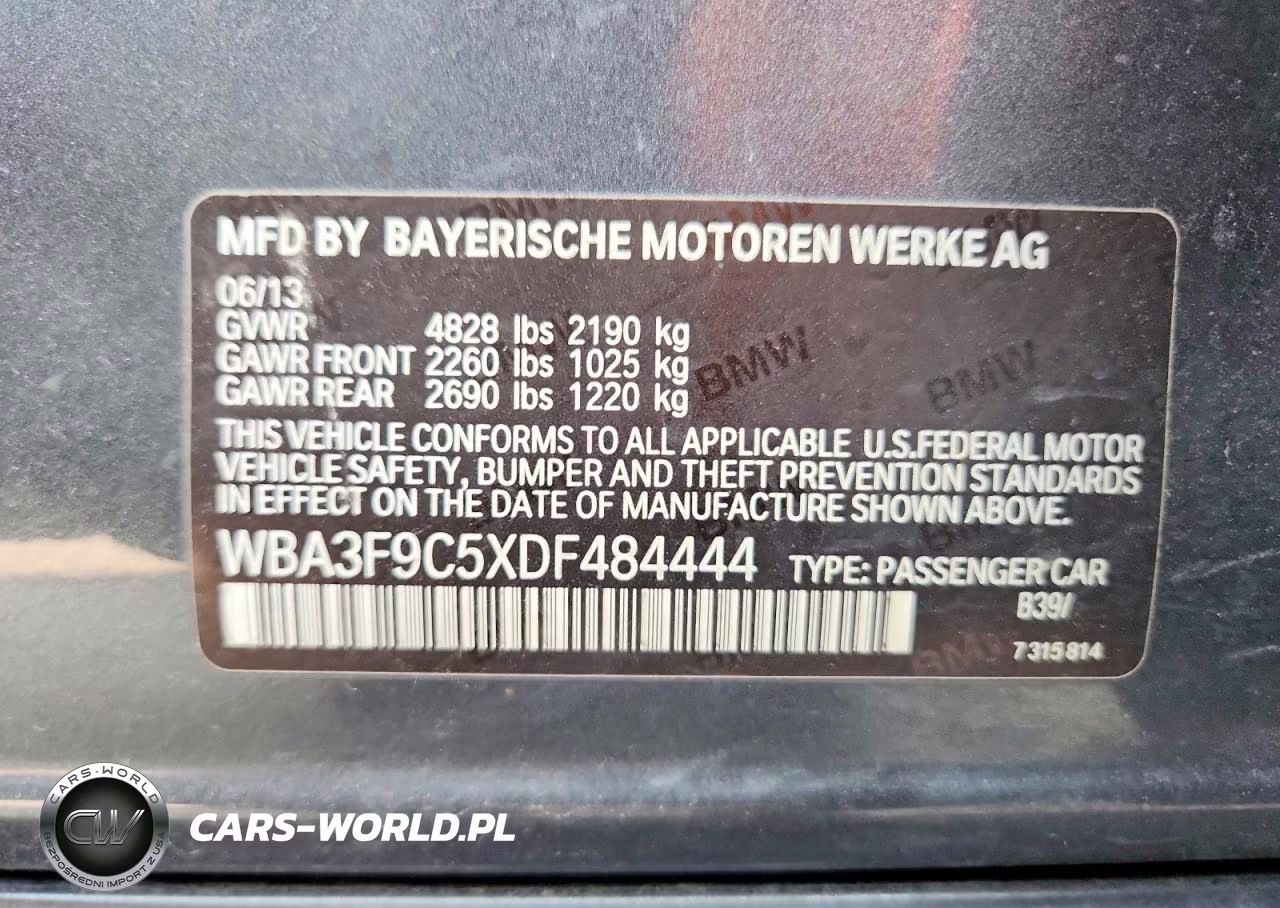 2013 BMW Activehybrid 3 VIN:WBA3F9C5XDF484444 - 12