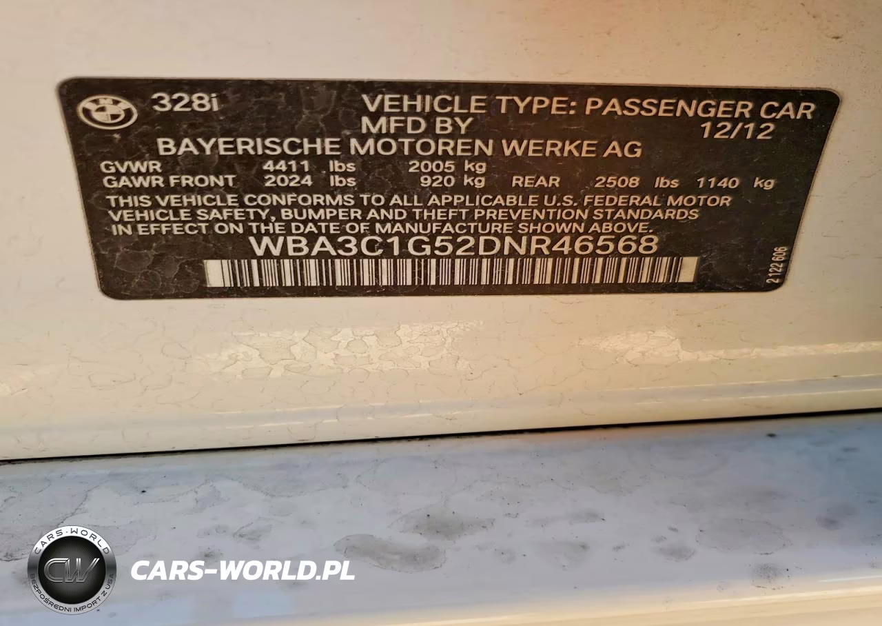 2013 BMW 328 I Sulev VIN:WBA3C1G52DNR46568 - 12