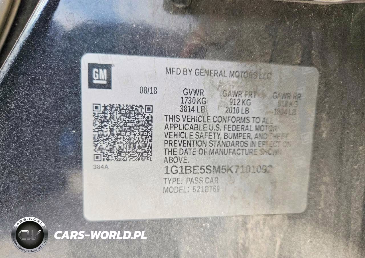 2019 Chevrolet Cruze Lt VIN:1G1BE5SM5K7101092 - 12