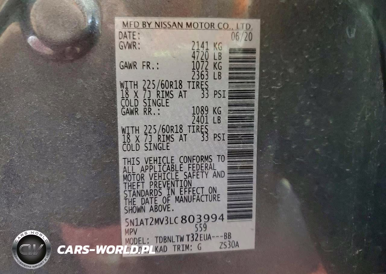 2020 Nissan Rogue Sv VIN:5N1AT2MV3LC803994 - 12