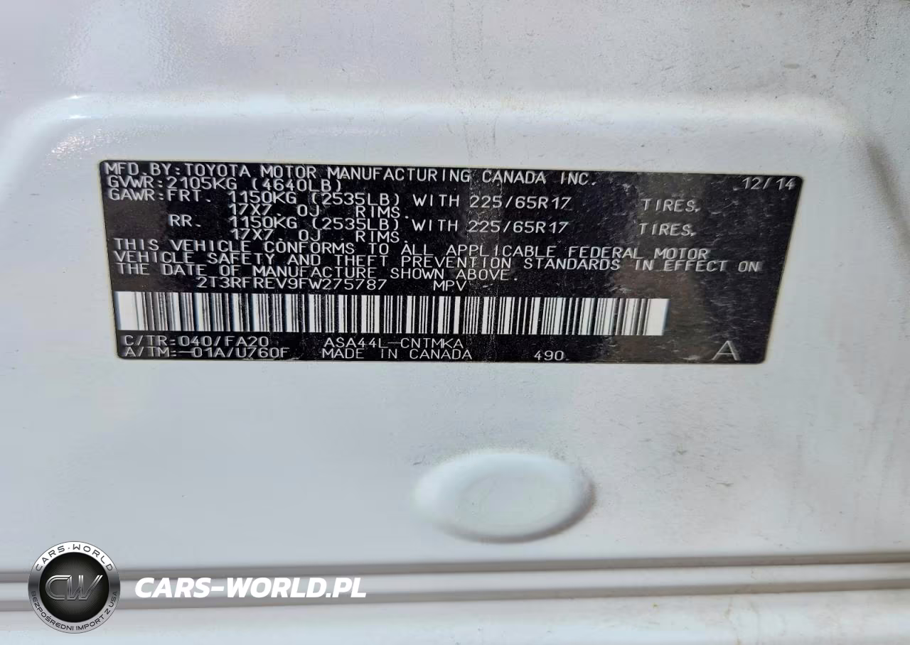 2015 Toyota Rav4 Xle VIN:2T3RFREV9FW275787 - 13