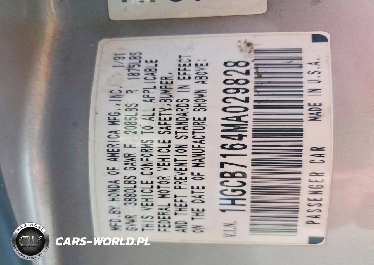 1991 Honda Accord Ex VIN:1HGCB7164MA029828 - 12