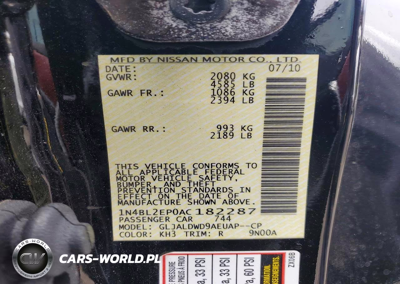 2010 Nissan Altima Sr VIN:1N4BL2EP0AC182287 - 13