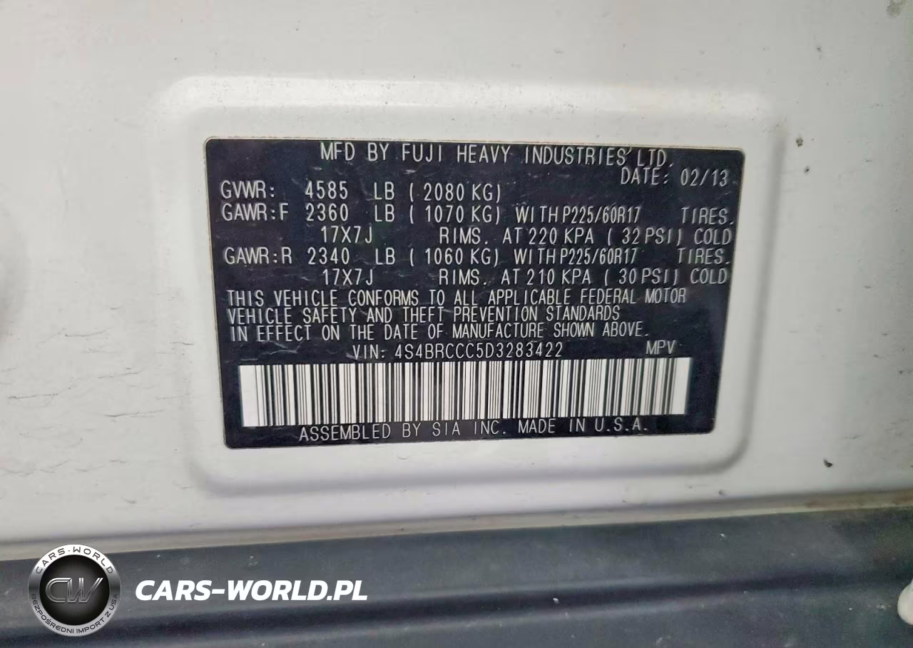 2013 Subaru Outback 2.5I Premium VIN:4S4BRCCC5D3283422 - 13