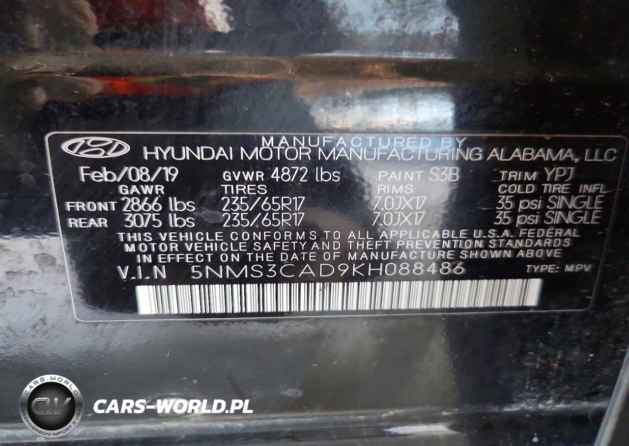 2019 Hyundai Santa Fe Sel 2.4L VIN:5NMS3CAD9KH088486 - 12