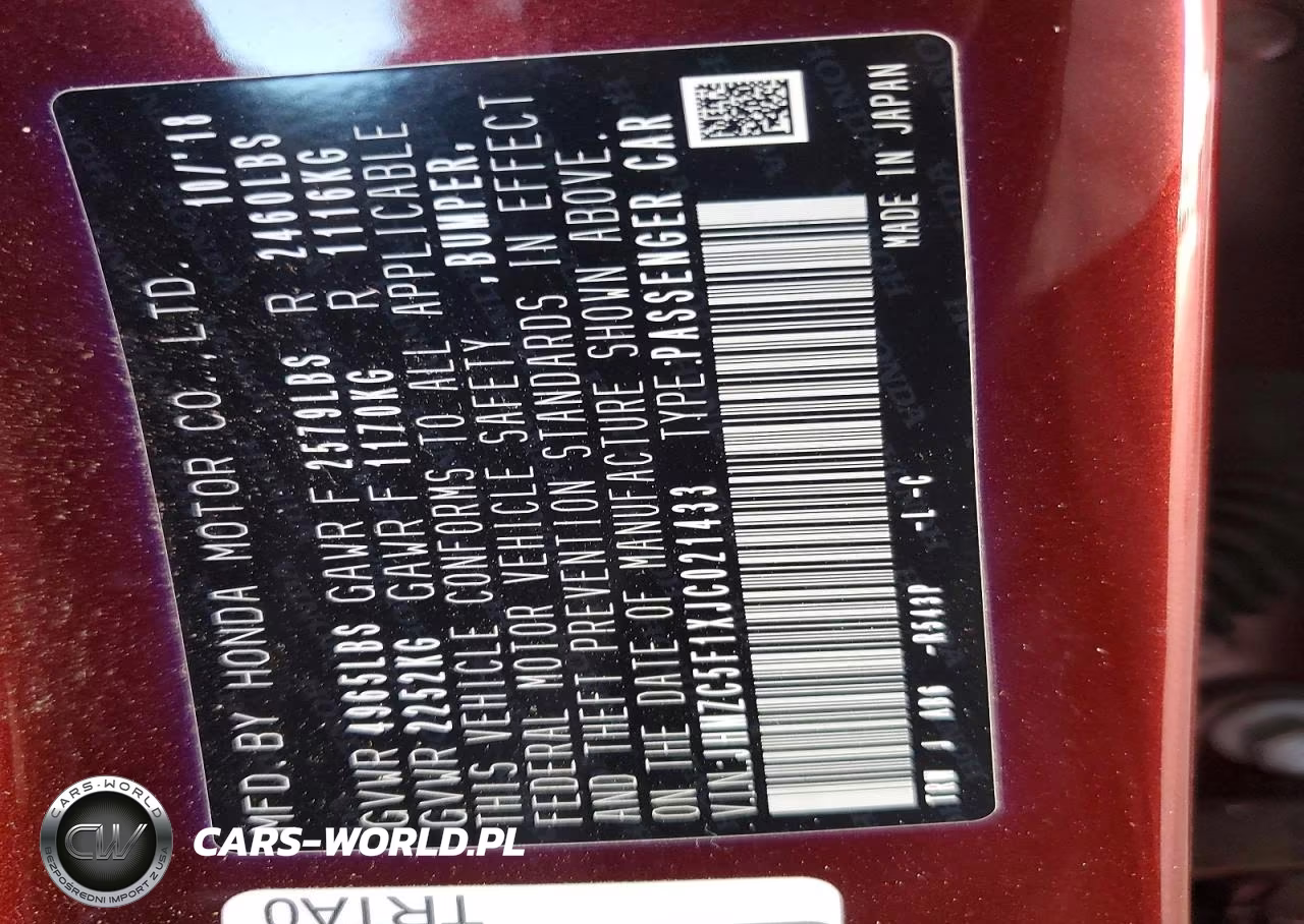 2018 Honda Clarity VIN:JHMZC5F1XJC021433 - 12