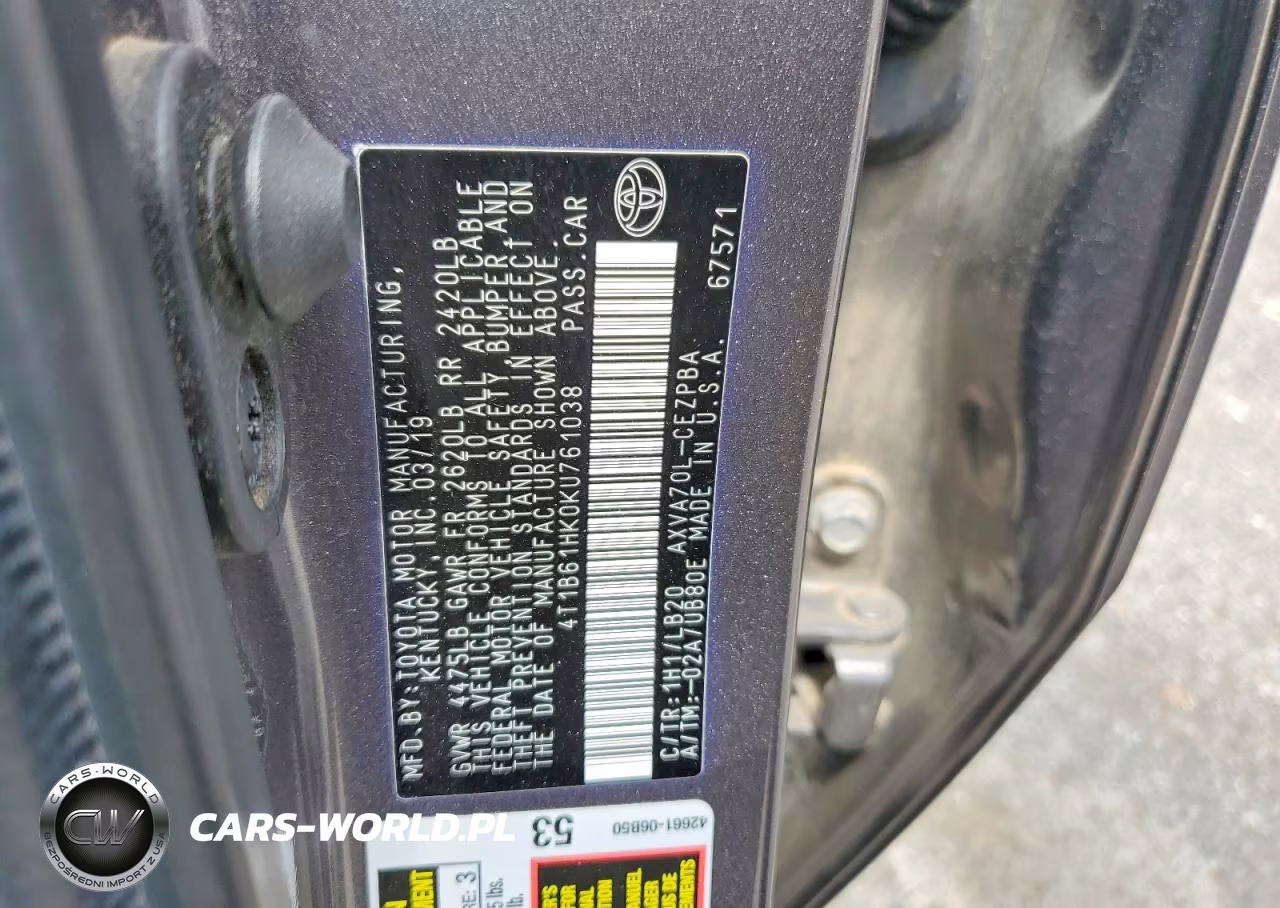 2019 Toyota Camry Xse VIN:4T1B61HK0KU761038 - 12