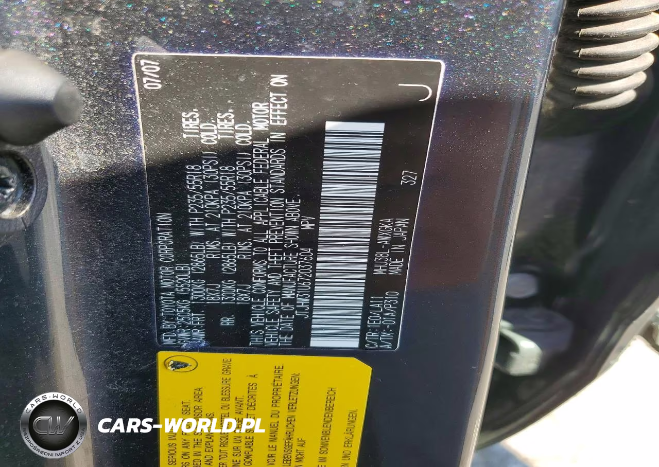 2007 Lexus Rx 400H VIN:JTJHW31U672037604 - 13