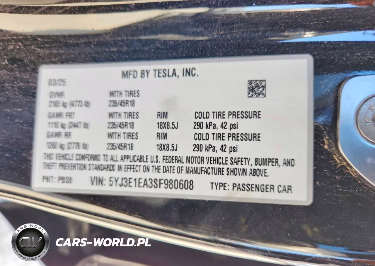 2025 Tesla Model 3 VIN:5YJ3E1EA3SF980608 - 12