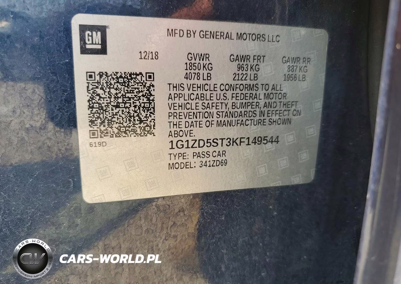 2019 Chevrolet Malibu Lt VIN:1G1ZD5ST3KF149544 - 12