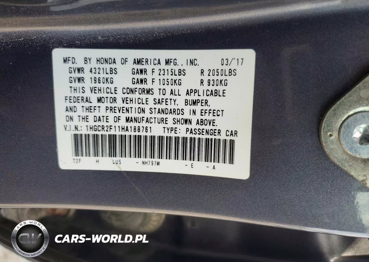 2017 Honda Accord Sport Special Edition VIN:1HGCR2F11HA188761 - 13