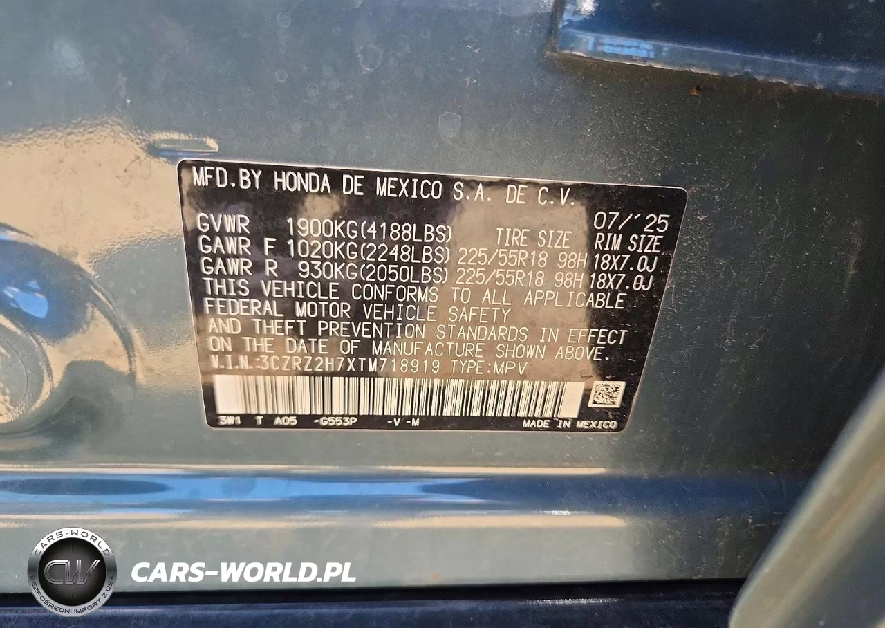 2026 Honda Hr-V Exl VIN:3CZRZ2H7XTM718919 - 12
