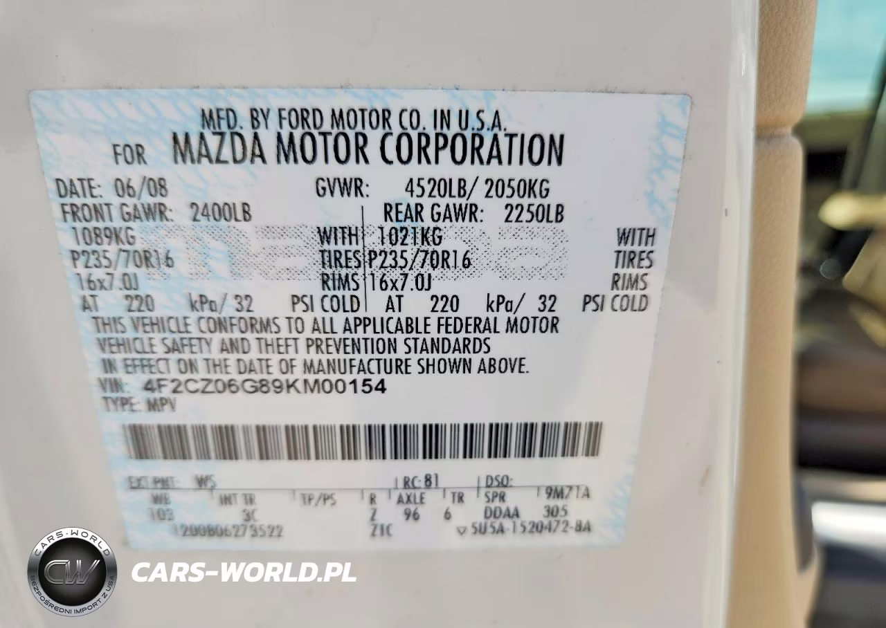2009 Mazda Tribute S VIN:4F2CZ06G89KM00154 - 13