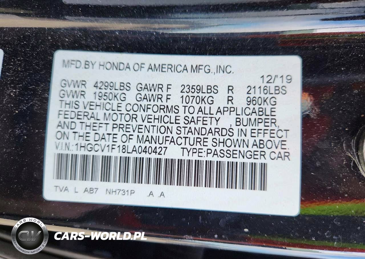 2020 Honda Accord Lx VIN:1HGCV1F18LA040427 - 13