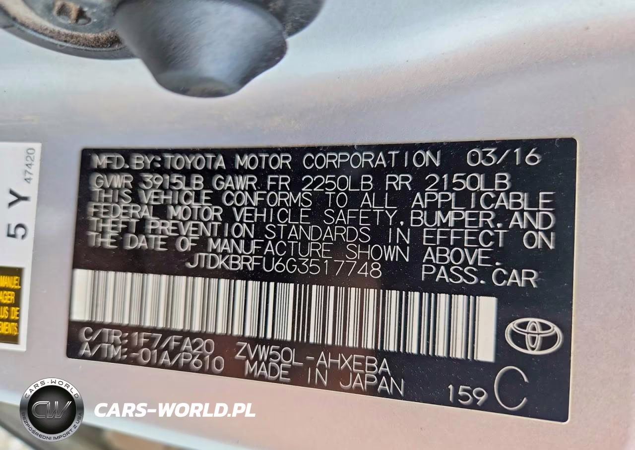 2016 Toyota Prius Two VIN:JTDKBRFU6G3517748 - 13