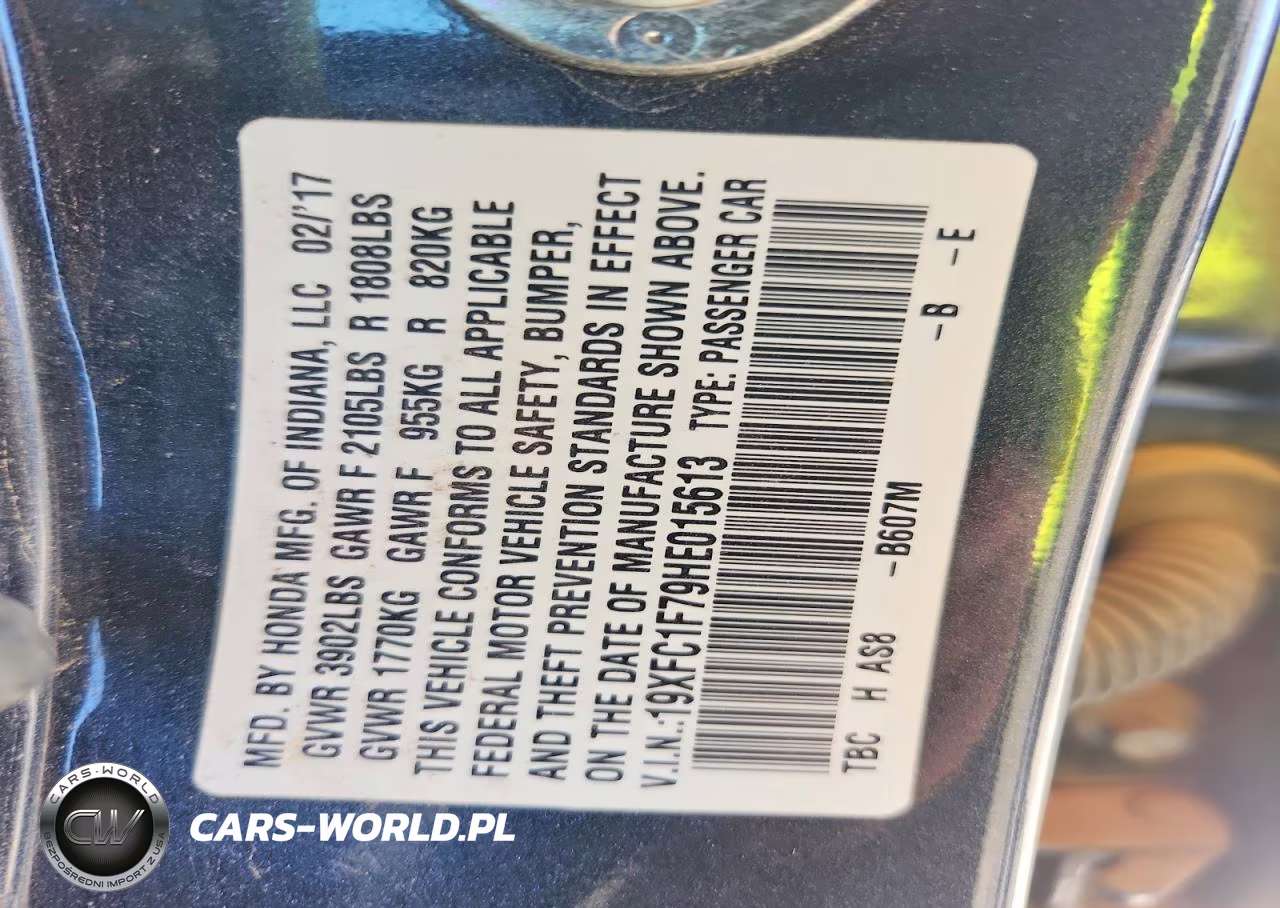 2017 Honda Civic Exl VIN:19XFC1F79HE015613 - 13