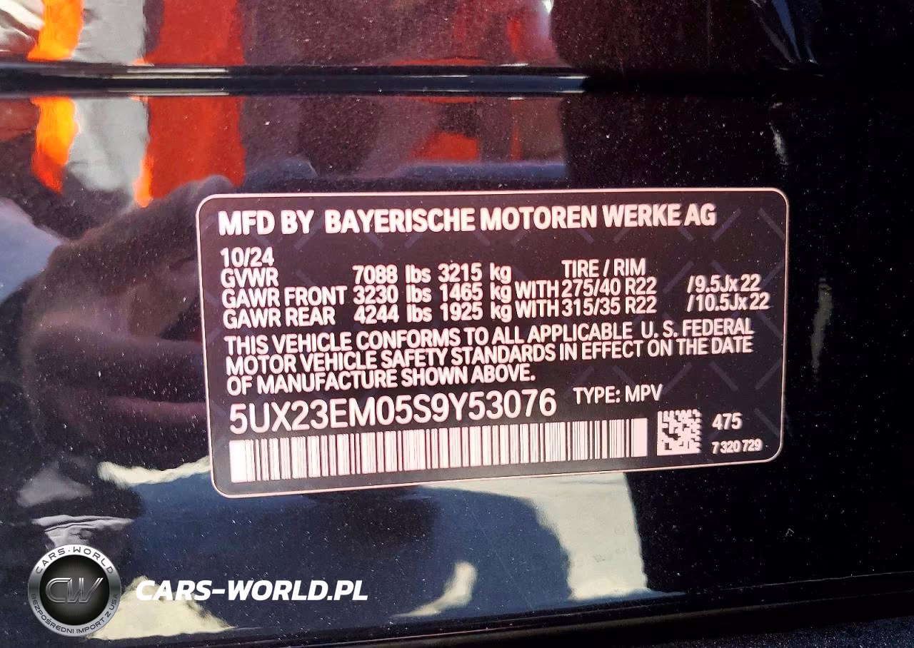 2025 BMW X7 xDrive40I VIN:5UX23EM05S9Y53076 - 14