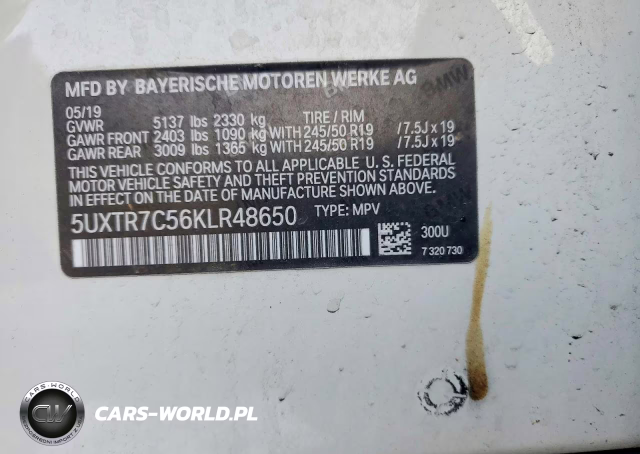 2019 BMW X3 Sdrive30I VIN:5UXTR7C56KLR48650 - 12