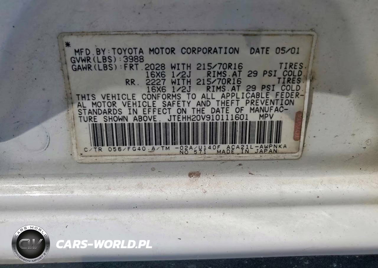 2001 Toyota Rav4 Base VIN:JTEHH20V910111601 - 13