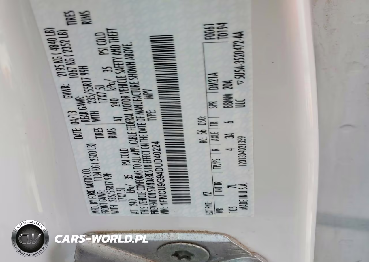 2013 Ford Escape Se VIN:1FMCU9G94DUD40224 - 12