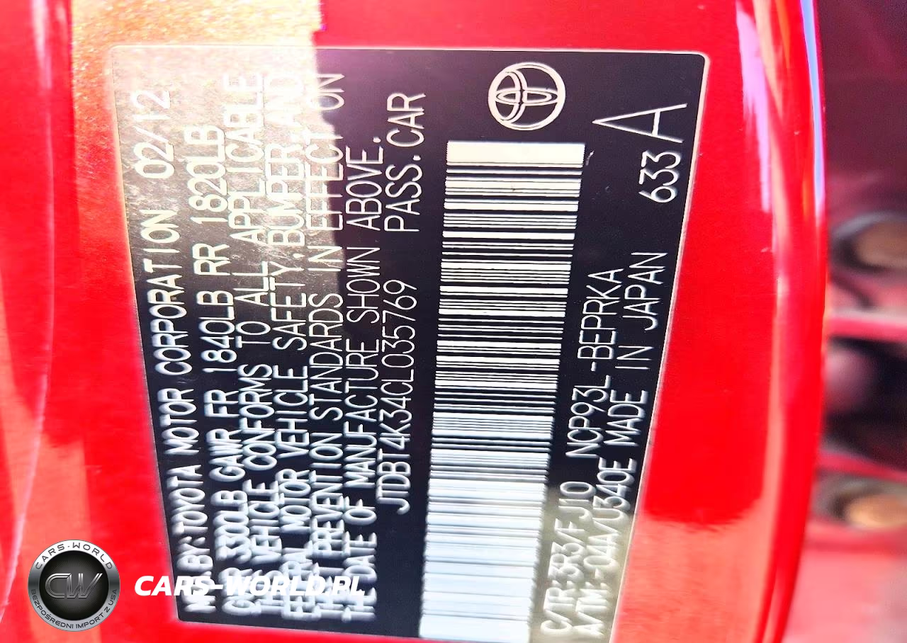 2012 Toyota Yaris Fleet VIN:JTDBT4K34CL035769 - 12