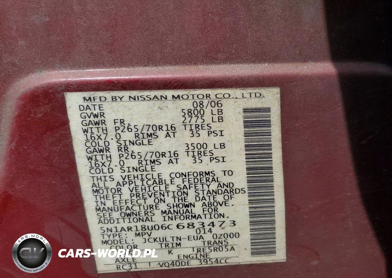2006 Nissan Pathfinder S VIN:5N1AR18U06C683473 - 14